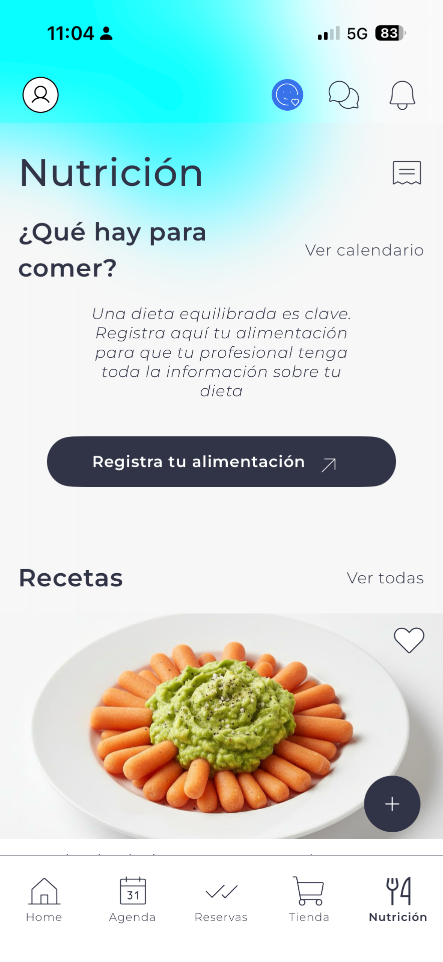 Pantalla de nutrición